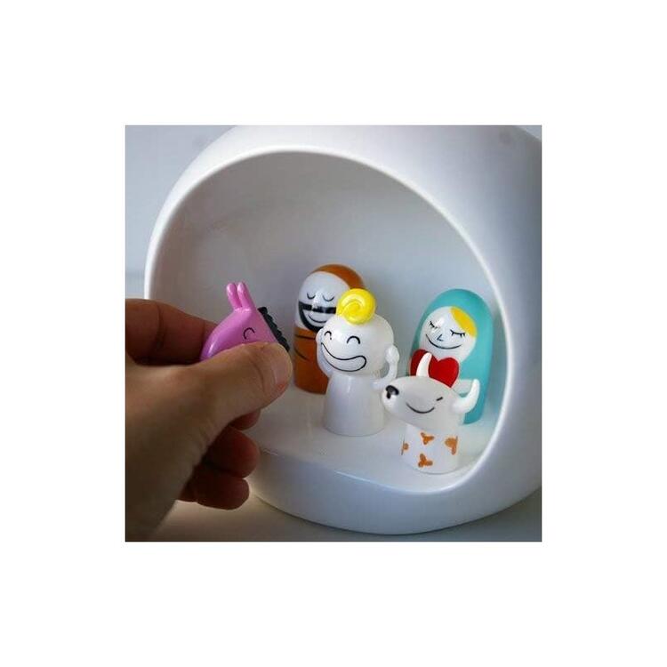 Presepe Alessi In Porcellana Decorato A Mano - Grotta Della Natività, 5 Pezzi, Oro - Foto 14