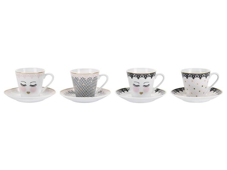 Miss Etoile - Set da 4 tazze espresso con piattino Dots and Eyes BAHNE E CO  APS A/S