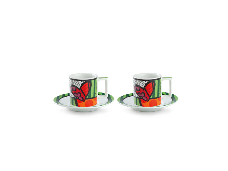 BRITTO SET 2 TAZZE CAPPUCCINO CON PIATTINO BRITTO CUORE EGAN