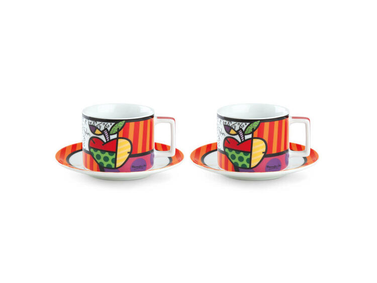 BRITTO SET 2 TAZZE CAPPUCCINO CON PIATTINO BRITTO MELA EGAN