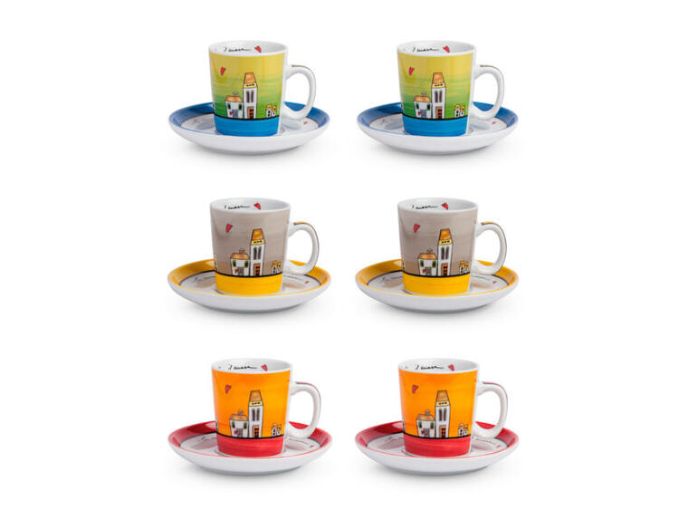 LE CASETTE SET 6 TAZZE CAFFE CON PIATTO EGAN